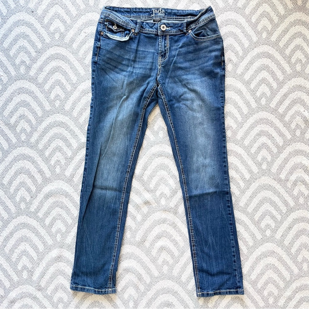 JADE JEANS Juniors’ Low Rise Skinny Fit Blue Denim Jeans 9/10